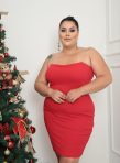 vestido anarruga cristina com strass vermelho plus size