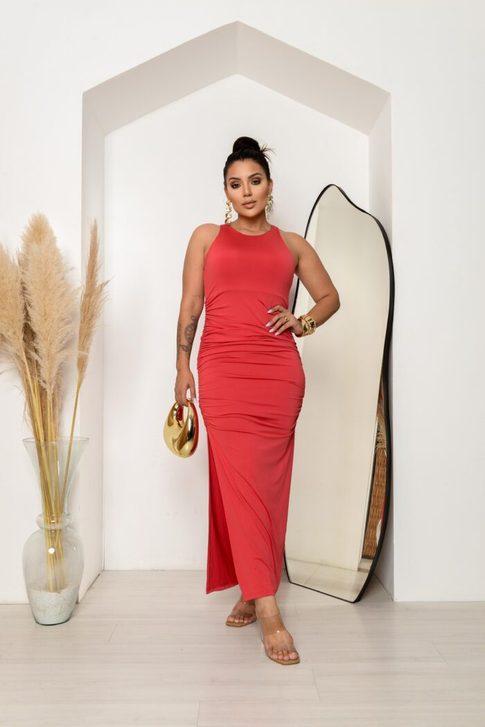 vestido longo viscolycra envelope com decote vinho (cópia)