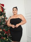 vestido anarruga cristina com strass vermelho plus size