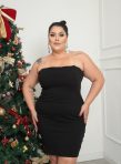 vestido anarruga cristina com strass vermelho plus size