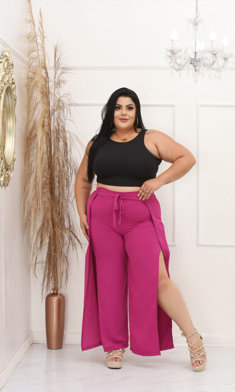 calça nanda moletinho flare com bolso rose plus size (cópia)