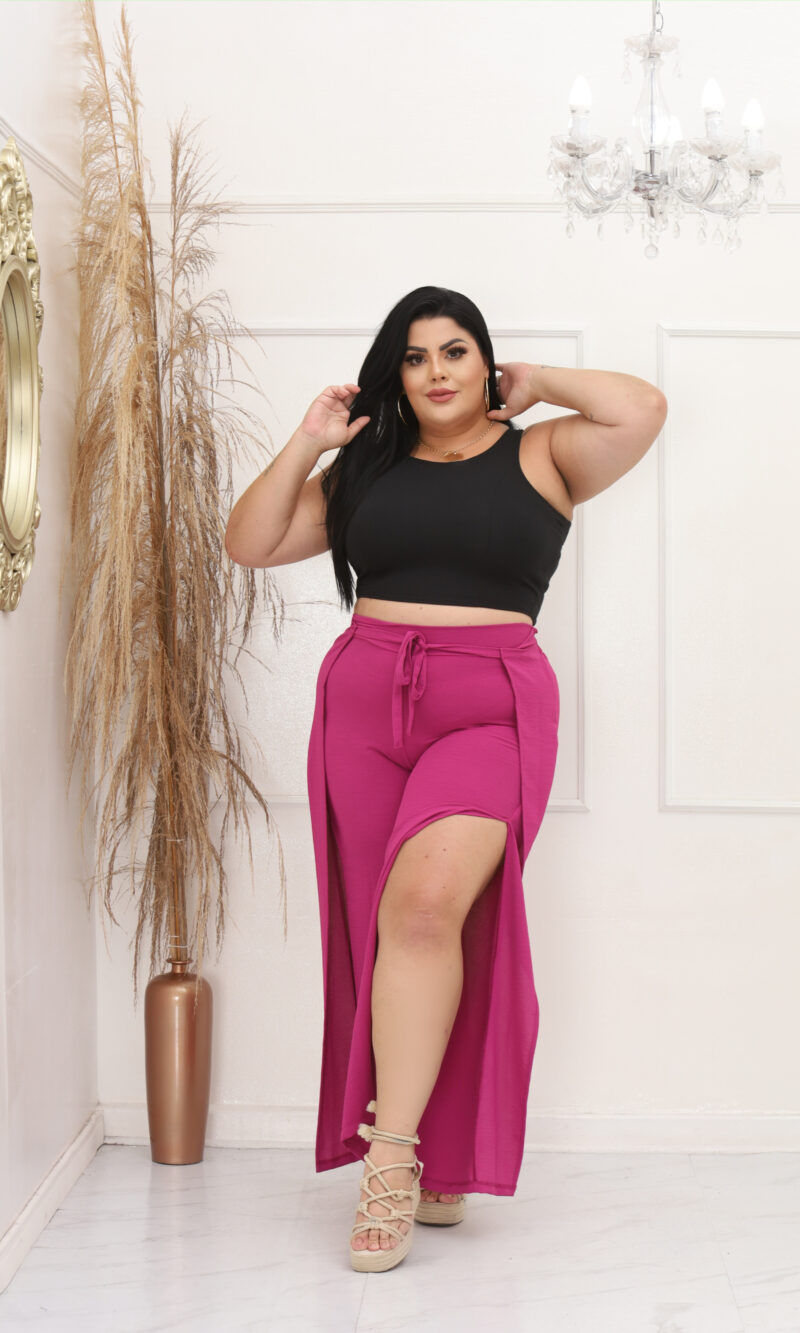 calça nanda moletinho flare com bolso rose plus size (cópia)