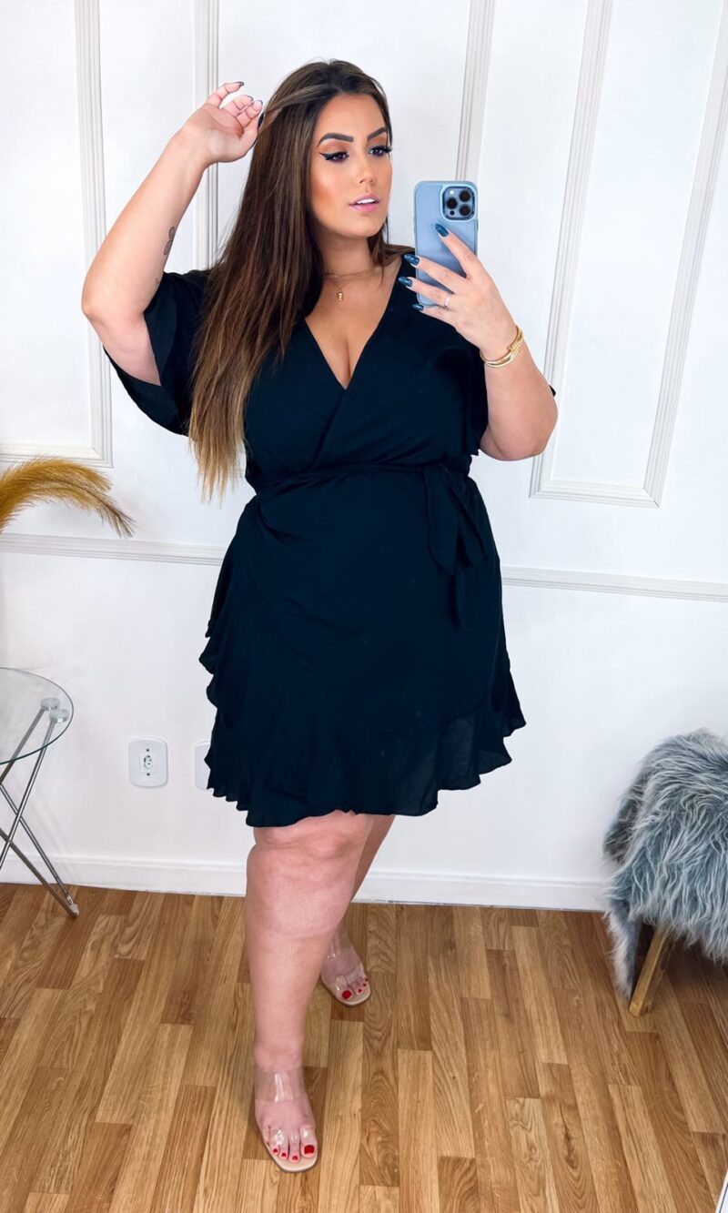 vestido heloisa envelope transpassado poá pluz size (cópia)