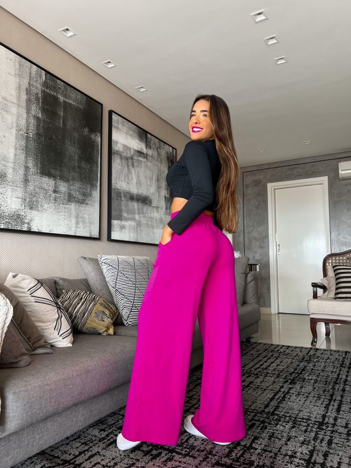 calça nanda moletinho flare com bolso fúscia slim calça nanda moletinho flare com bolso fúscia slim