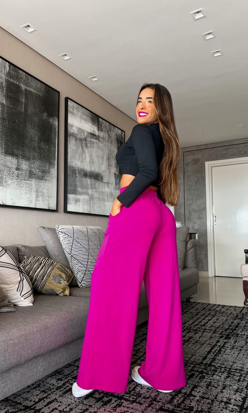 calça nanda moletinho flare com bolso fúscia slim calça nanda moletinho flare com bolso fúscia slim