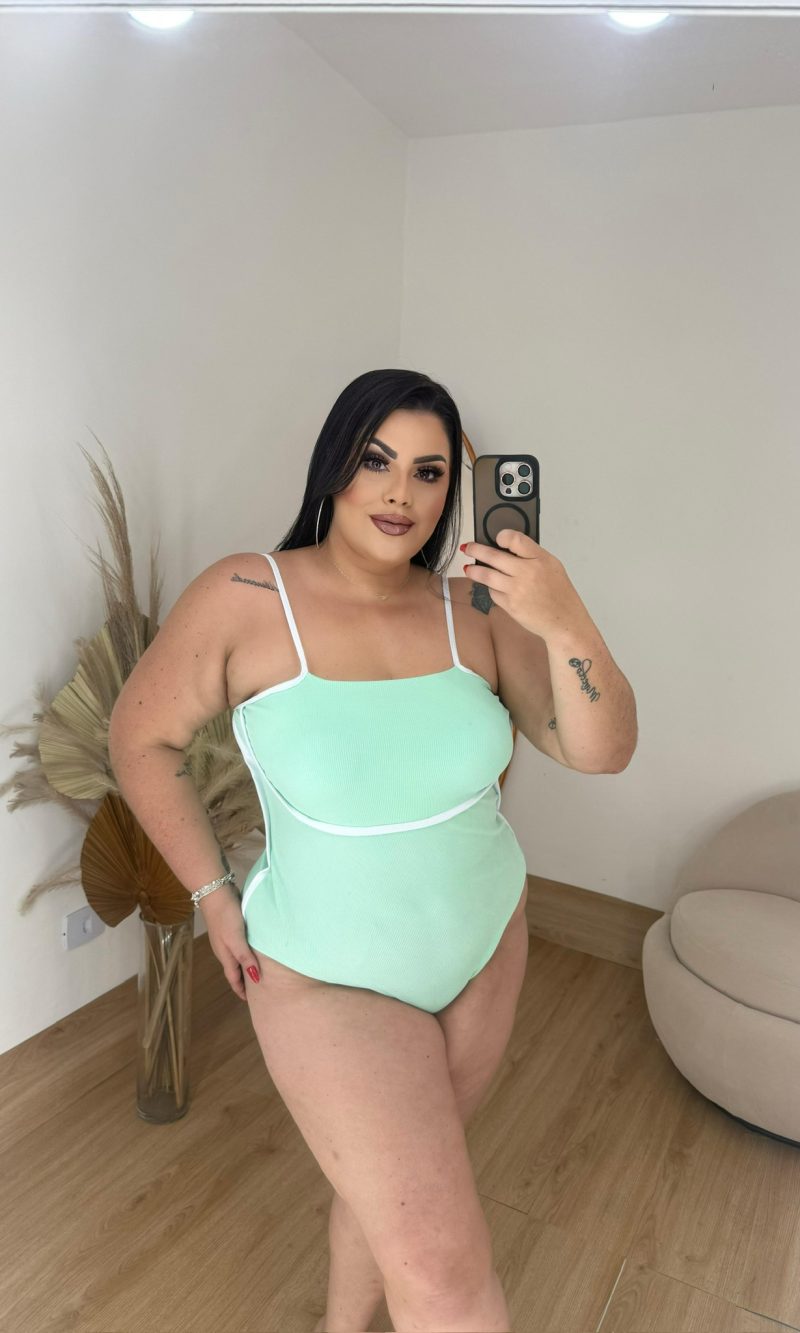 body isís alça fina com bojo tecido ribana verde Água plus size body isís alça fina com bojo tecido ribana verde Água plus size