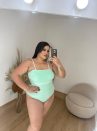body isís alça fina com bojo tecido ribana verde Água plus size