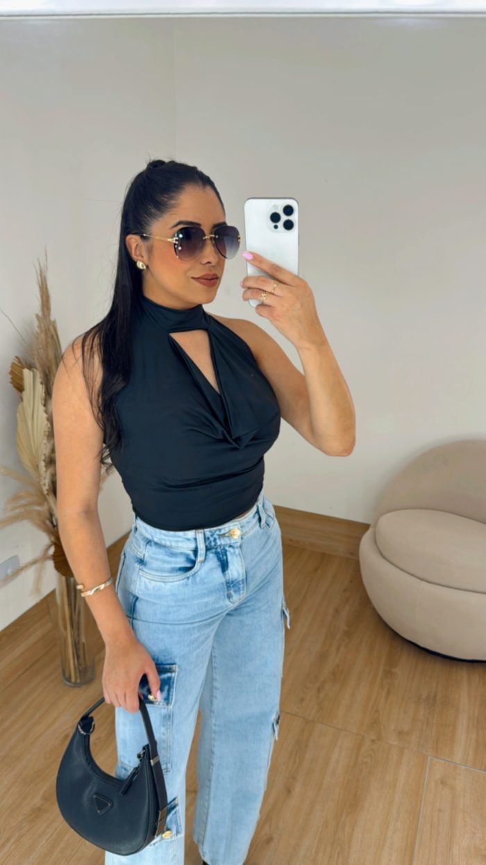 cropped top feminino decote choker frente Única moda verão slim