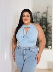 cropped top feminino decote choker frente Única moda verão plus size