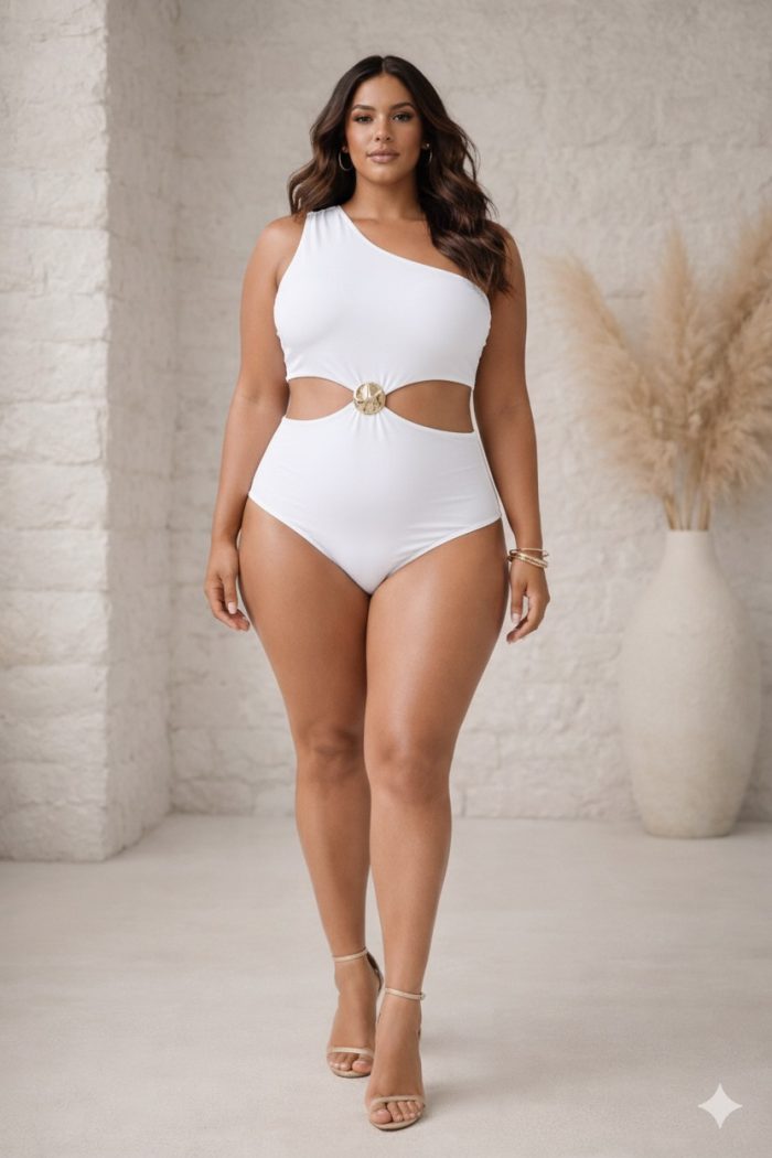 body decotado feminino manga nula com detalhe fivela premium vermelho plus