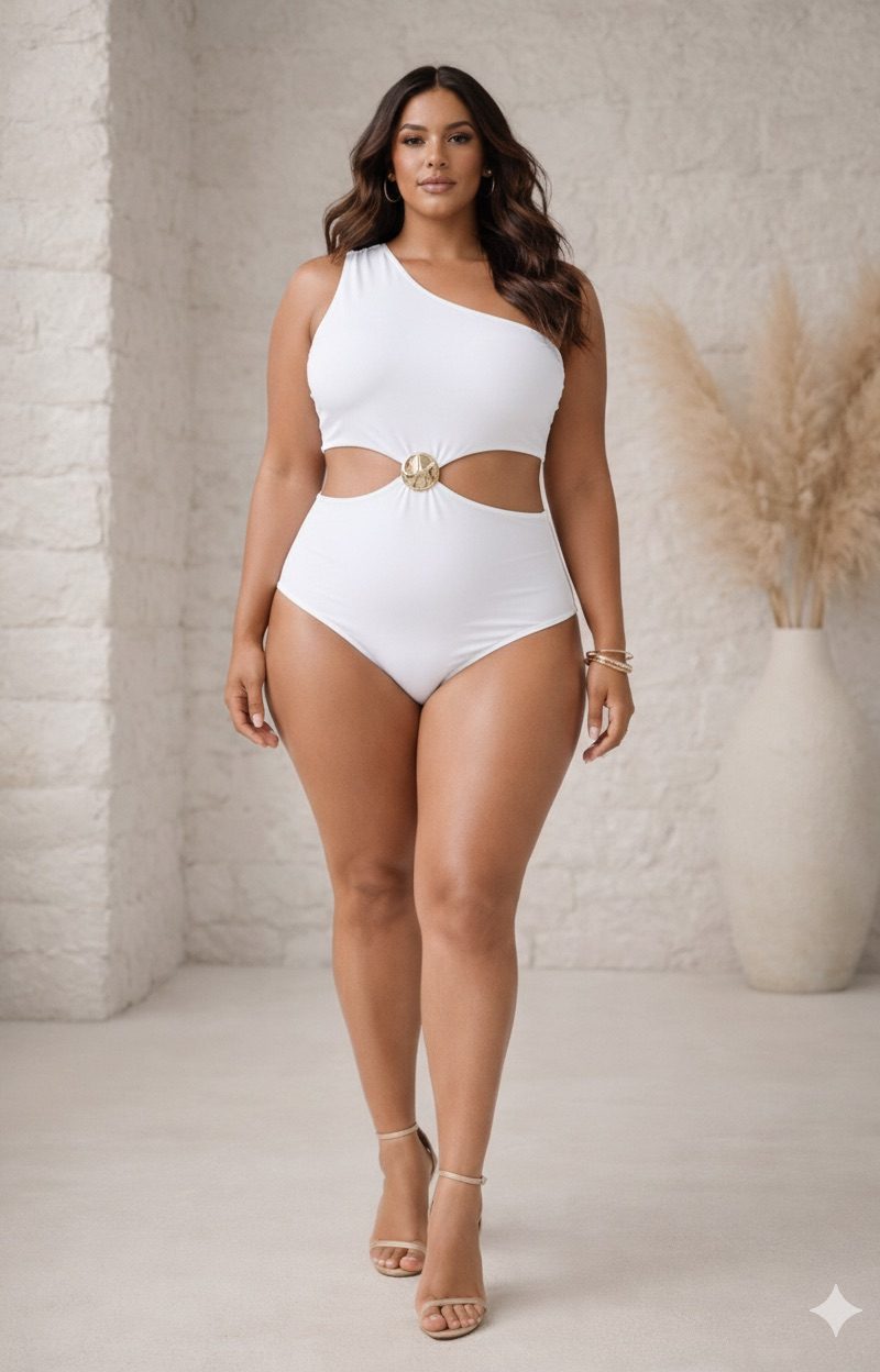 body decotado feminino manga nula com detalhe fivela premium vermelho plus