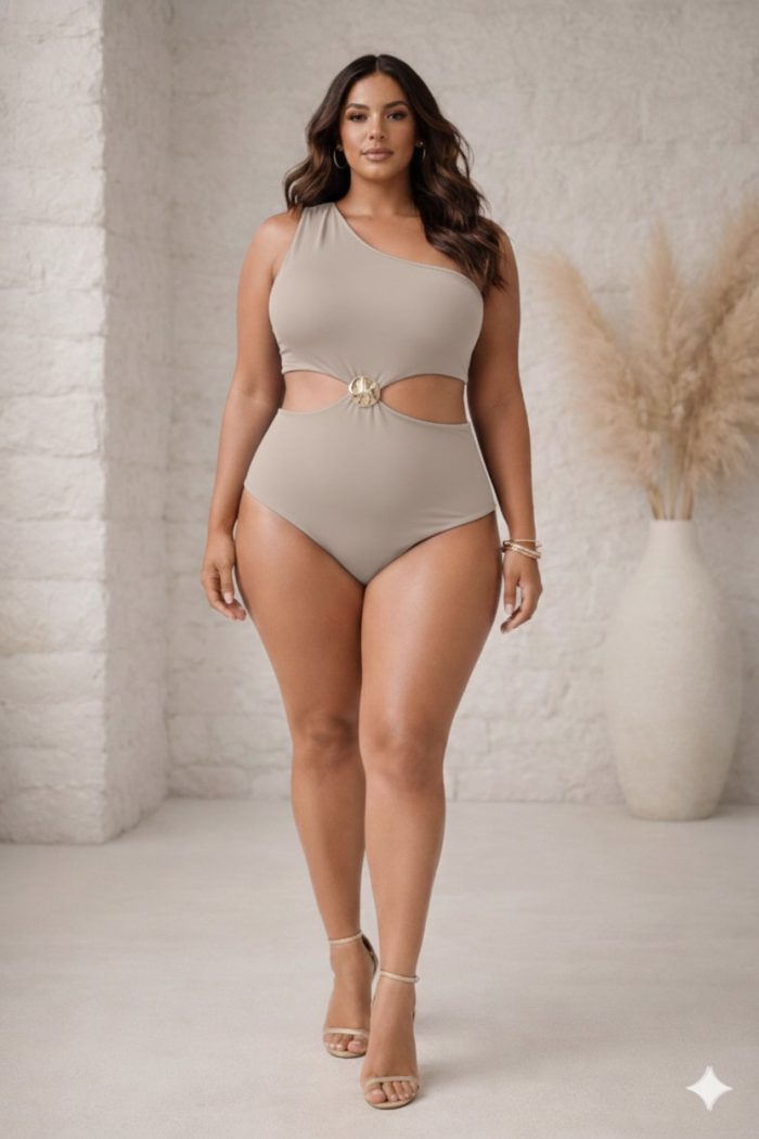 body decotado feminino manga nula com detalhe fivela premium vermelho plus