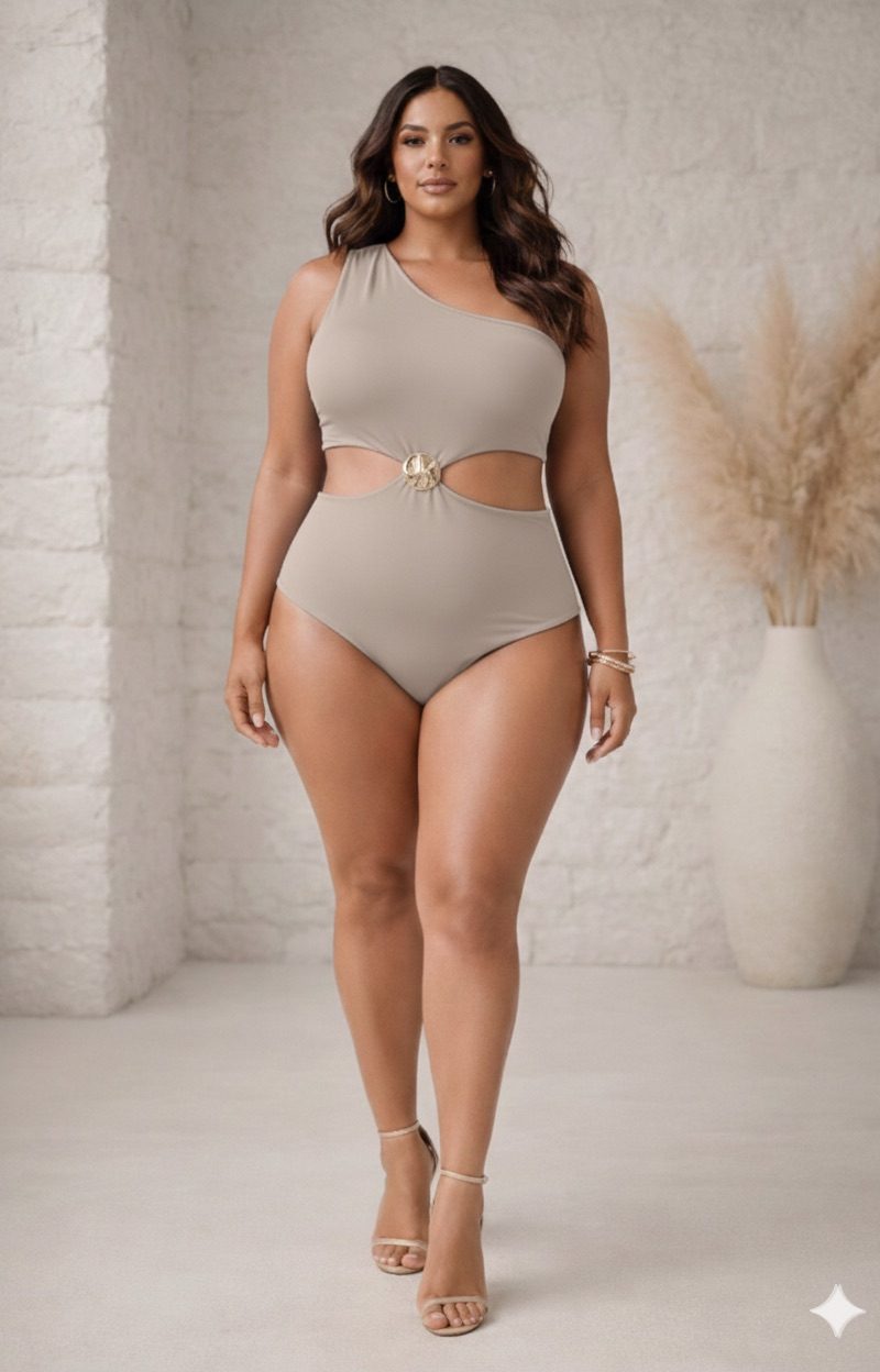 body decotado feminino manga nula com detalhe fivela premium vermelho plus