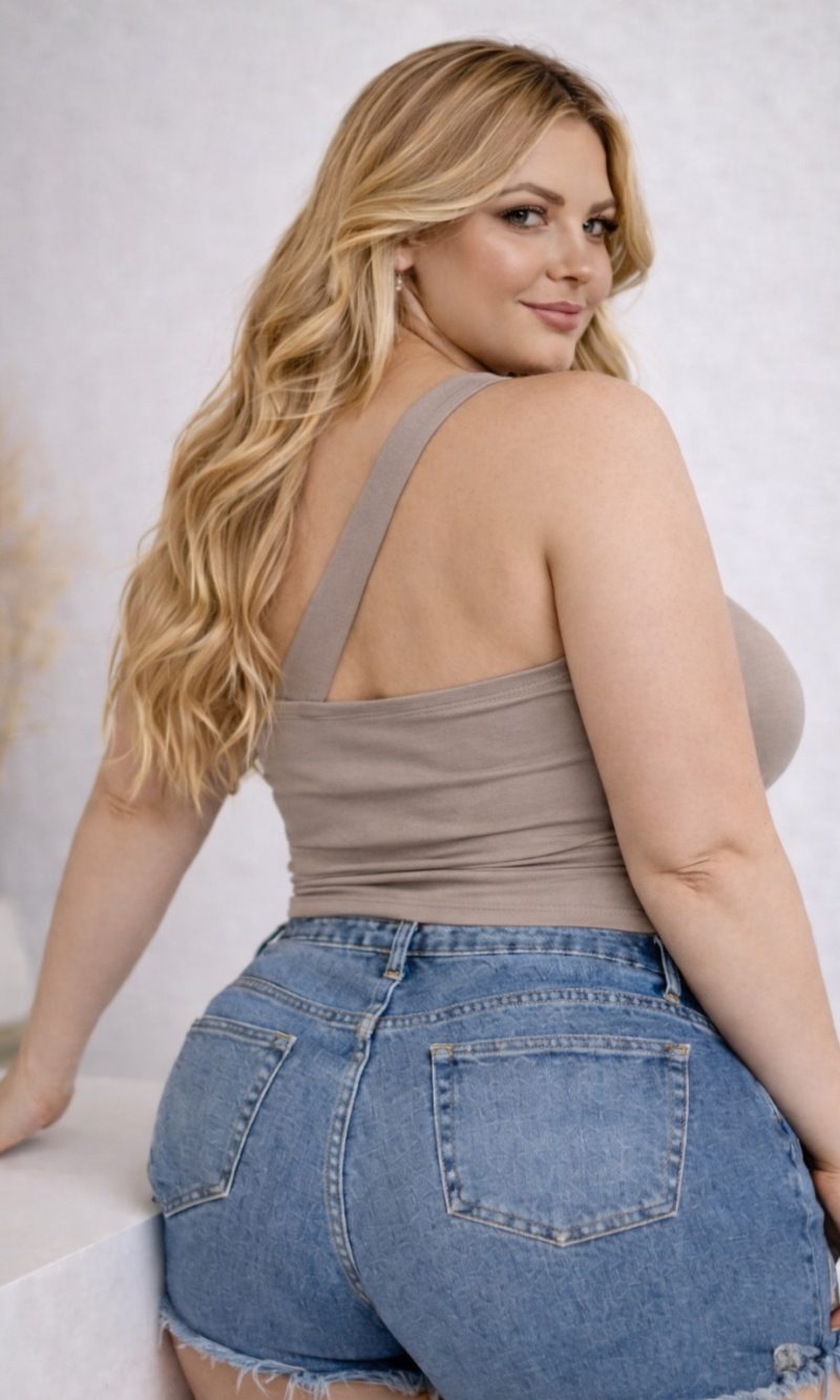 cropped nina decote transversal com abertura na cintura premium preto plus