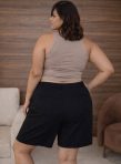 cropped celina com decote frontal abertura na barriga com alça fina premium preto plus