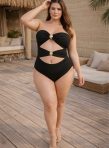 body feminino tomara que caia com detalhe fivela frontal premium preto plus