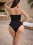 body feminino tomara que caia com detalhe fivela frontal premium preto plus