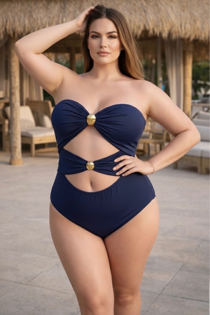 body feminino tomara que caia com detalhe fivela frontal premium preto plus