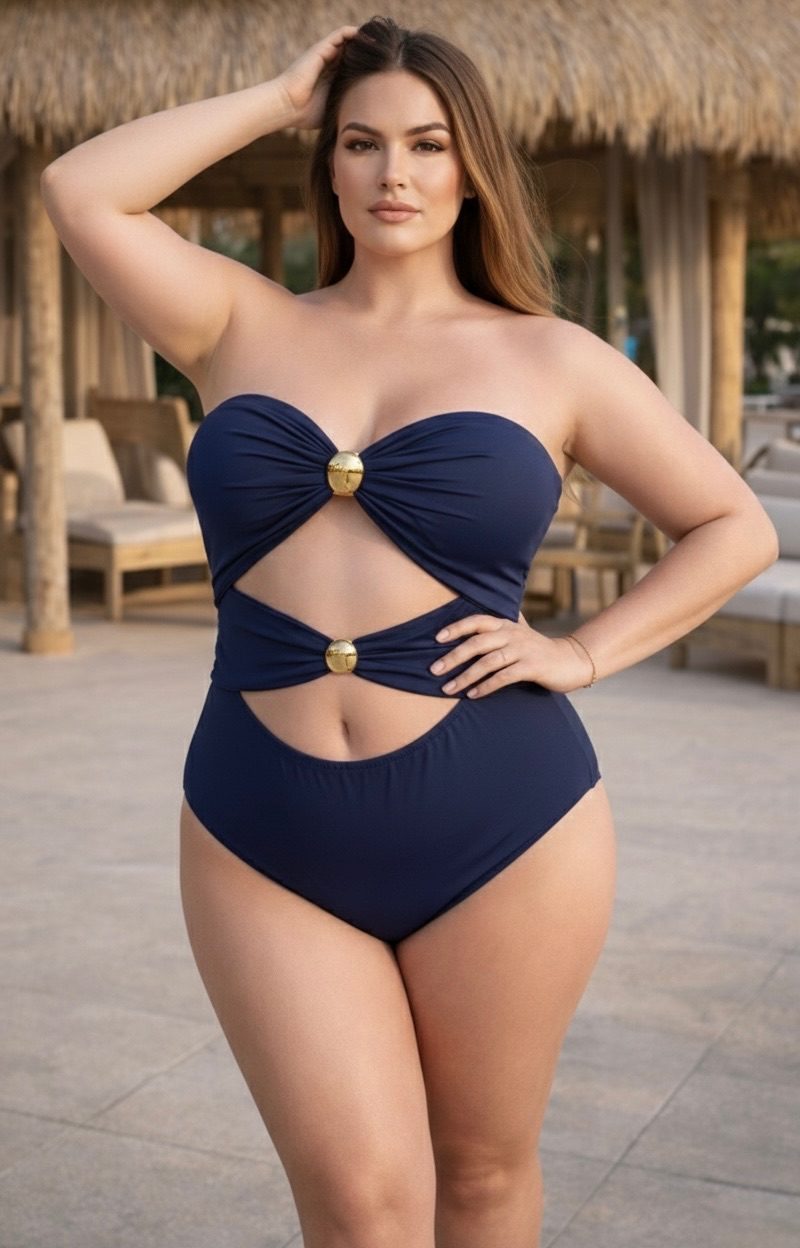 body feminino tomara que caia com detalhe fivela frontal premium preto plus